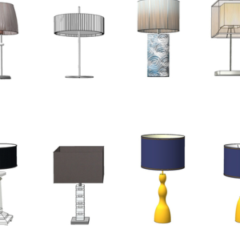 现代金属台灯su模型