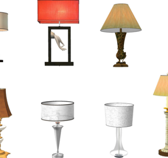 现代金属台灯组合su模型