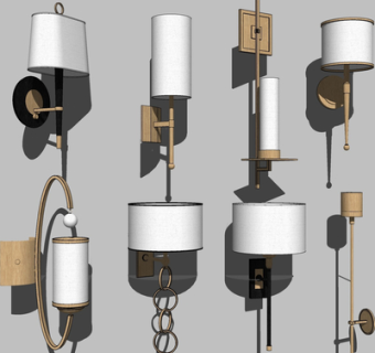 现代金属壁灯su模型