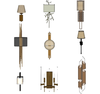 现代金属壁灯su模型