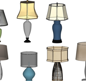 现代金属台灯组合su模型