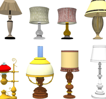 欧式金属台灯su模型