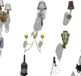 欧式金属壁灯组合su模型
