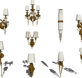 欧式金属壁灯组合su模型