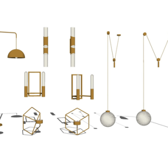 现代金属壁灯组合su模型