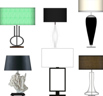 现代金属台灯组合su模型