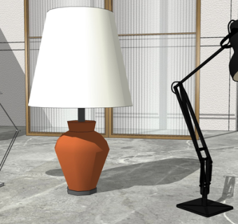 现代金属台灯su模型