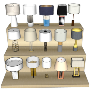 现代金属台灯组合su模型