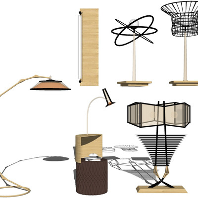 现代金属落地灯组合su模型