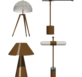 现代金属台灯组合su模型