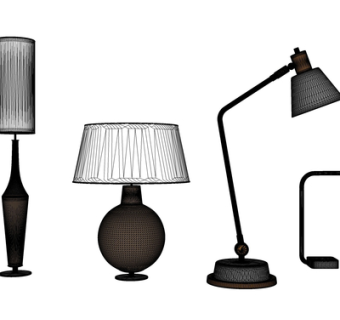 现代金属台灯组合su模型