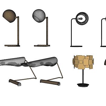 现代金属台灯su模型