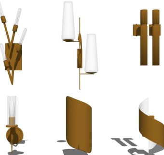 现代金属壁灯组合su模型