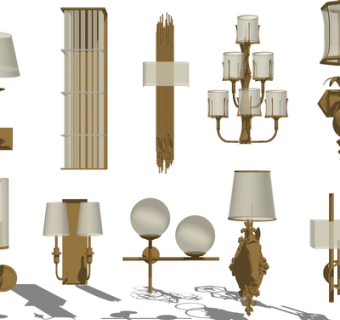 现代金属壁灯组合su模型