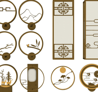 新中式金属壁灯组合su模型