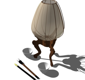 现代玻璃台灯su模型