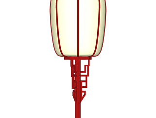 新中式实木台灯su模型