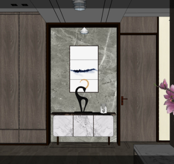 现代实木边柜su模型