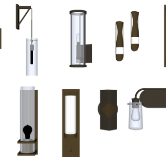 现代金属壁灯组合su模型