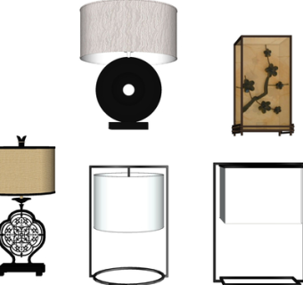 新中式台灯组合su模型