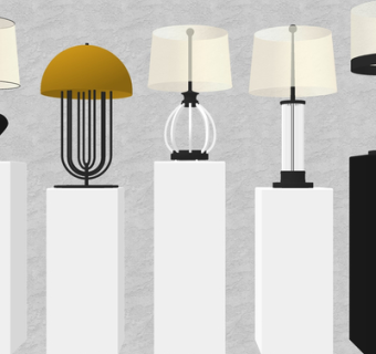 现代金属台灯组合su模型