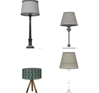 现代金属台灯组合su模型