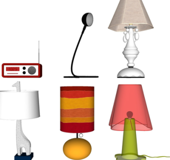 现代金属台灯组合su模型