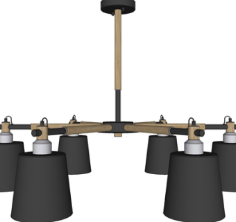 现代金属多头吊灯su模型