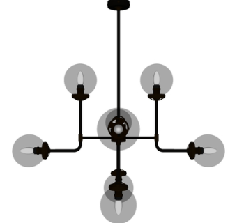 现代金属多头吊灯su模型