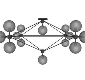 现代玻璃多头吊灯su模型