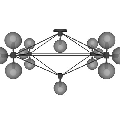 现代玻璃多头吊灯su模型