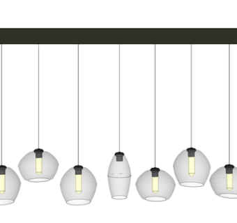 现代玻璃吊灯su模型
