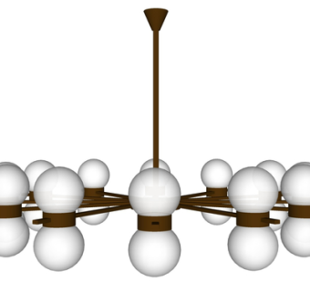 现代玻璃多头吊灯su模型