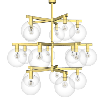 现代玻璃多头吊灯su模型