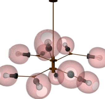 现代玻璃多头吊灯su模型