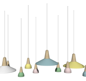 现代金属吊灯su模型