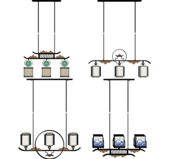 新中式吊灯su模型