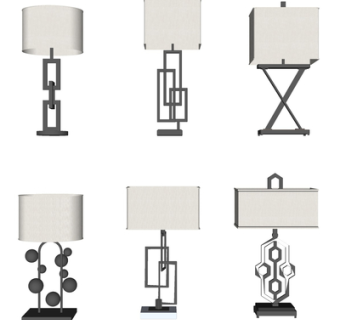 现代金属台灯组合su模型