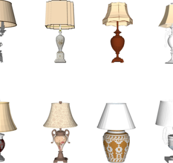 欧式台灯组合su模型