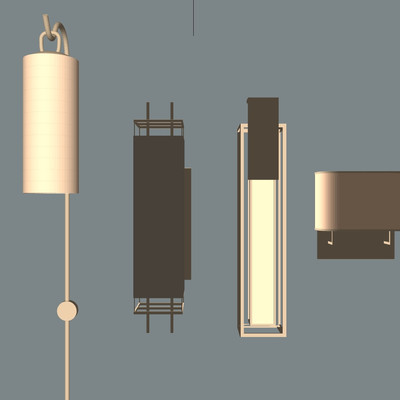 现代金属壁灯su模型