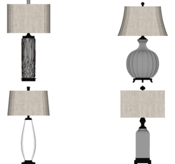 现代金属台灯组合su模型