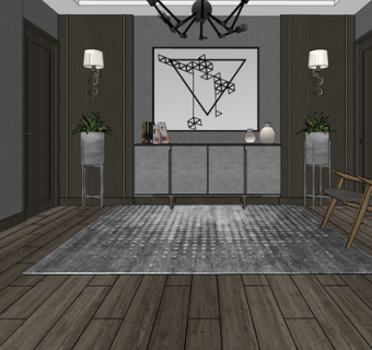 现代实木边柜su模型