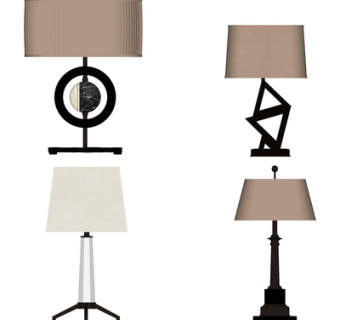 现代金属台灯组合su模型