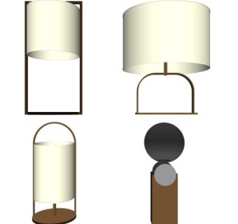 现代金属台灯组合su模型