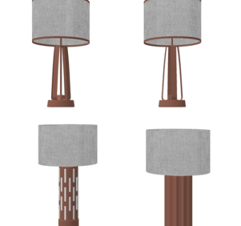 现代金属台灯组合su模型