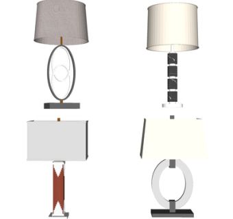 现代金属台灯组合su模型