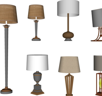 现代金属台灯组合su模型