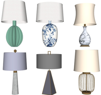 现代金属台灯组合su模型