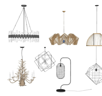 现代金属吊灯su模型