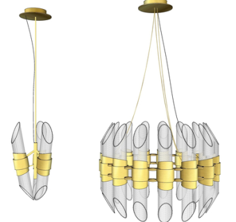 现代金属吊灯su模型